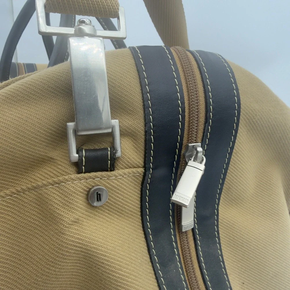 Hartmann Canvas Leather Duffle Bag Tan Black Large Travel Weekender